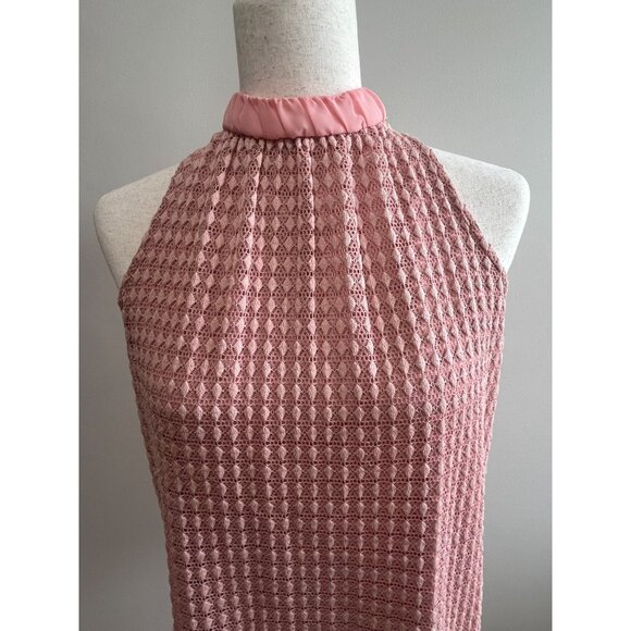 Onyx Apparel Sleeveless High Neck Blouse Womens M Knit Stretch Lined Coquette - Picture 2 of 7